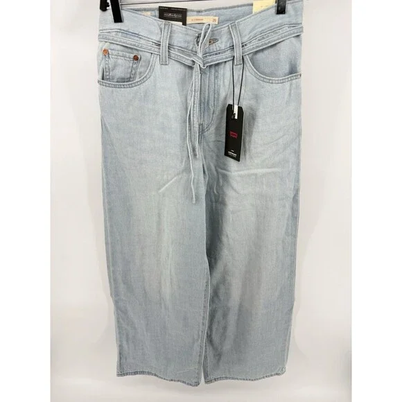 Free People Levi's XL Straight Karmas Coming Baggy Jeans Light Distressed NWT 25 - Picture 4 of 6